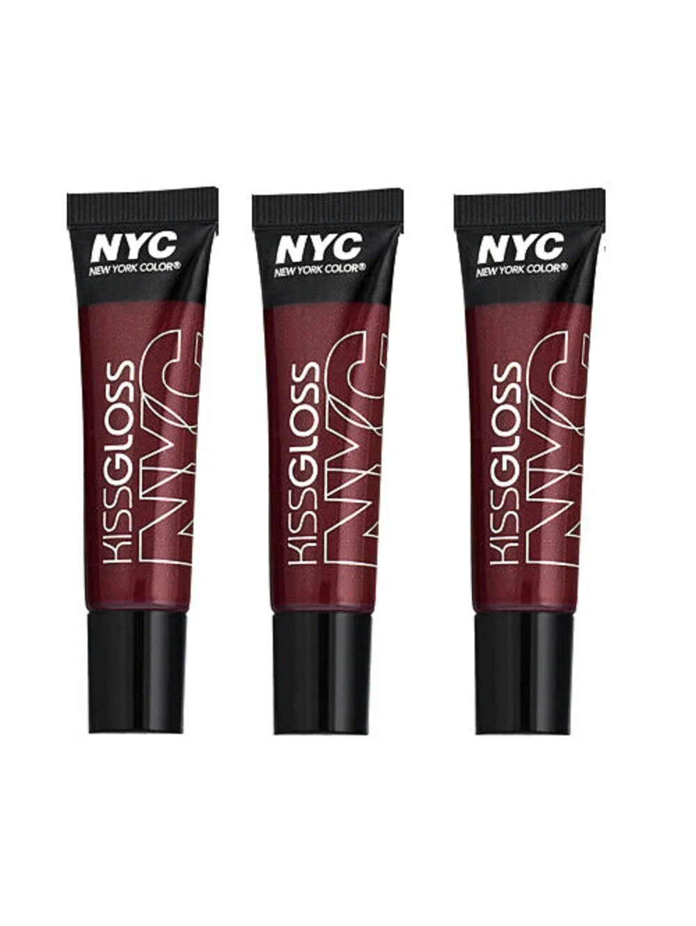 Lot of 3: New NYC New York Color Kiss Gloss Lip Gloss 0156-06 Blood Red (Sealed)